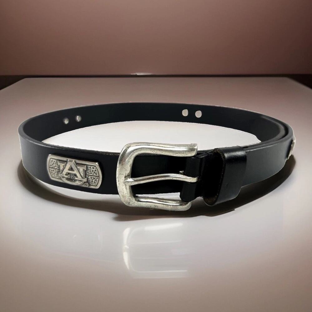 Auburn Tigers Men's Dress Belt Size 34 Black Full Grain Leather AU Concho NCAA